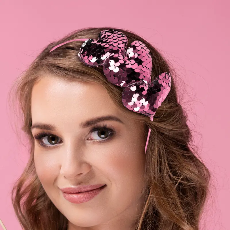 Diadema Con Lentejuelas, Color Rosa 1
