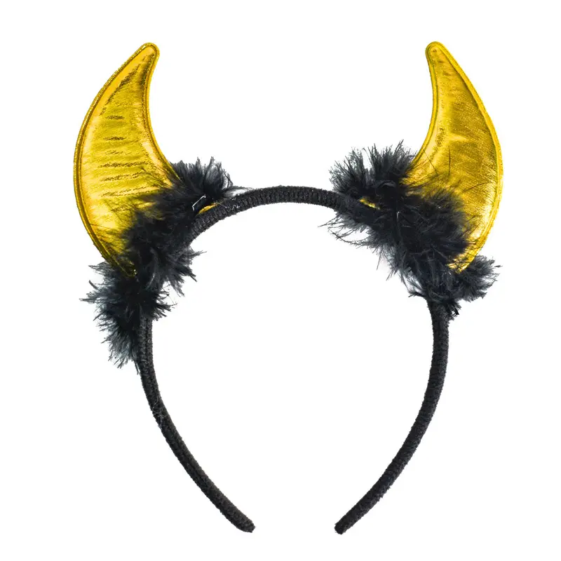 Diadema Con Orejas De Diablo Color Oro Para Disfraz 2