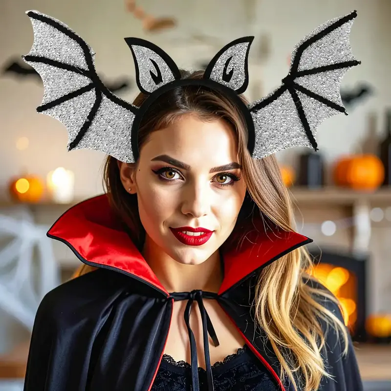 Diadema De Murciélago, Halloween, Color Plata 1