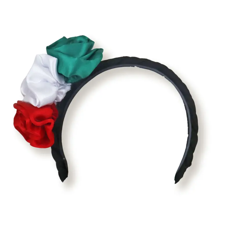 Diadema Decorada Con 3 Flores Tejidas Para Fiestas Patrias 2