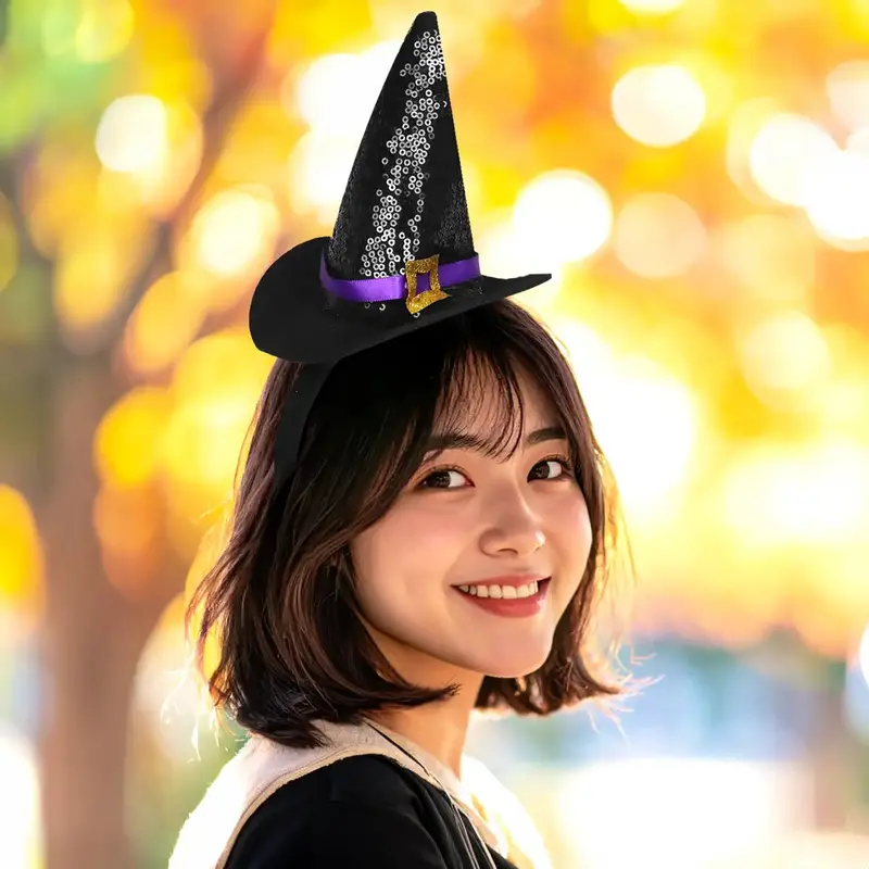 Diadema, Sombrero De Bruja, Color Negro Y Naranja 1
