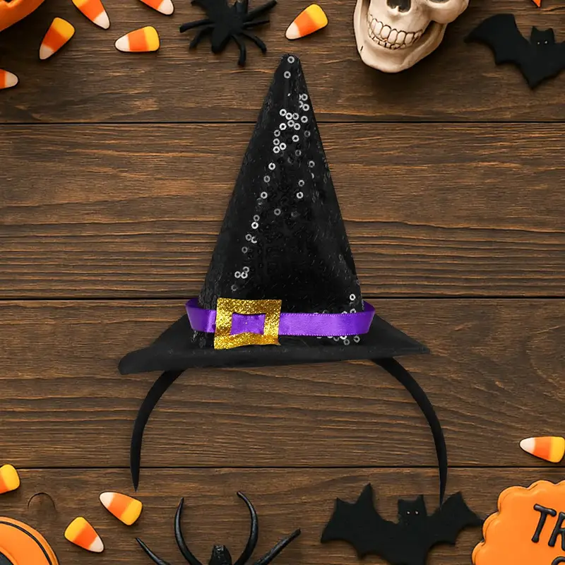 Diadema, Sombrero De Bruja, Color Negro Y Naranja 2