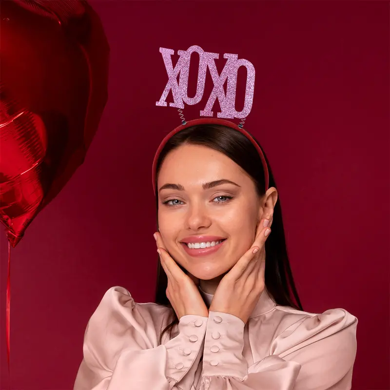 Diadema Xoxo Con Diamantina, Color Rosa 1
