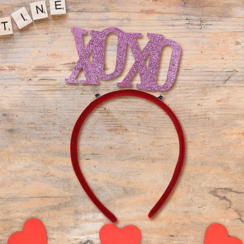 Diadema Xoxo Con Diamantina, Color Rosa 2