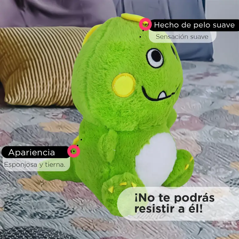 Dinosaurio De Peluche Color Verde, 28Cm 1