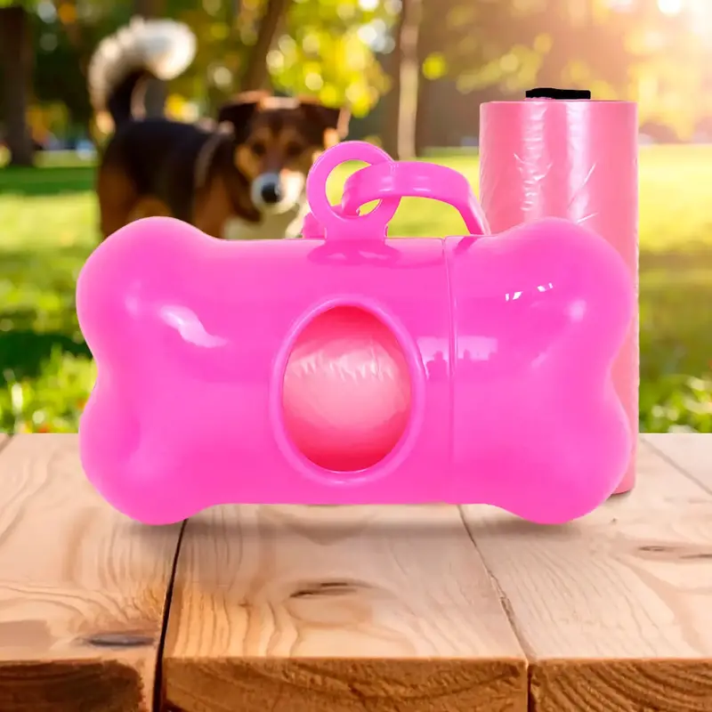 Dispensador Con Bolsa Para Desechos De Perro, Color Rosa 1