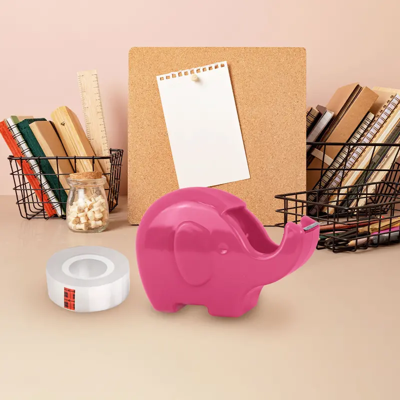 Dispensador De Cinta Adhesiva En Forma De Elefante, Color Rosa 1