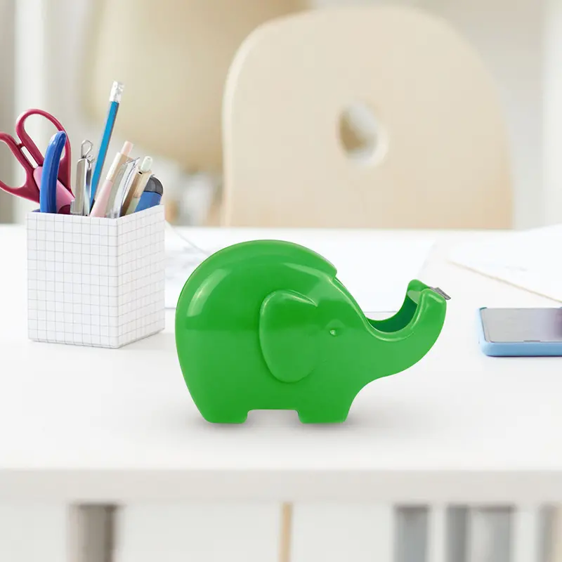 Dispensador De Cinta Adhesiva En Forma De Elefante, Color Verde, 3 Pzas 1