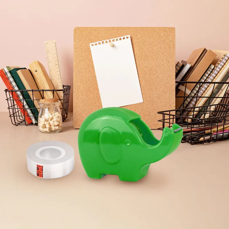 Dispensador De Cinta Adhesiva En Forma De Elefante, Color Verde, 3 Pzas 2