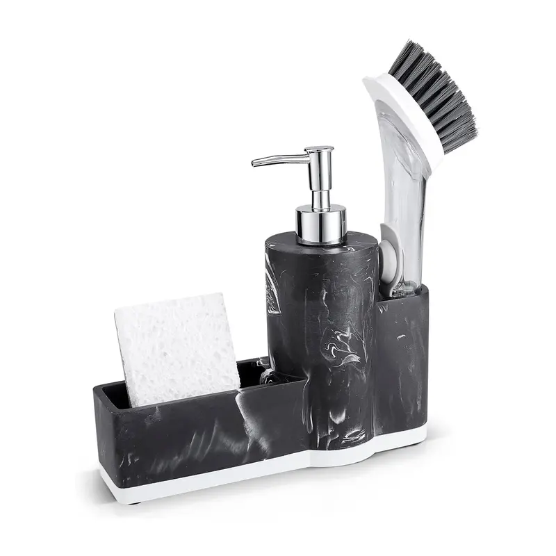 Dispensador De Jabón Con Soporte Para Esponja Y Portacepillos 2