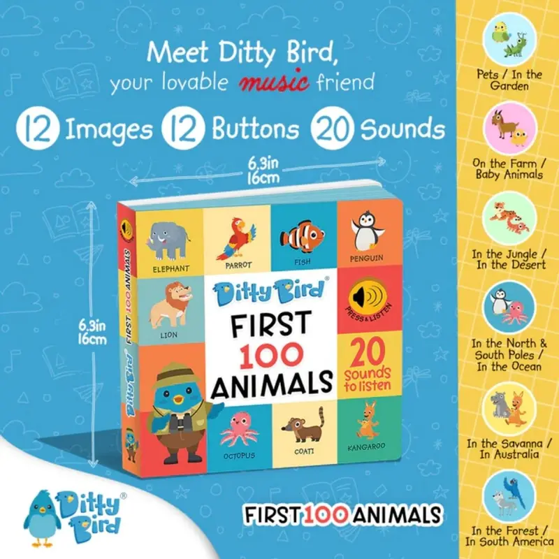 Ditty Bird First 100 Animals Book 2