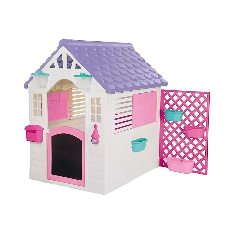 Dolu Deluxe Garden Playhouse With Fence – Pink 1