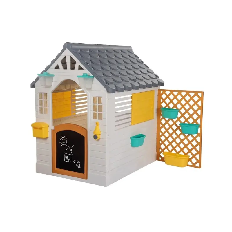 Dolu Deluxe Garden Playhouse With Fence – White 1