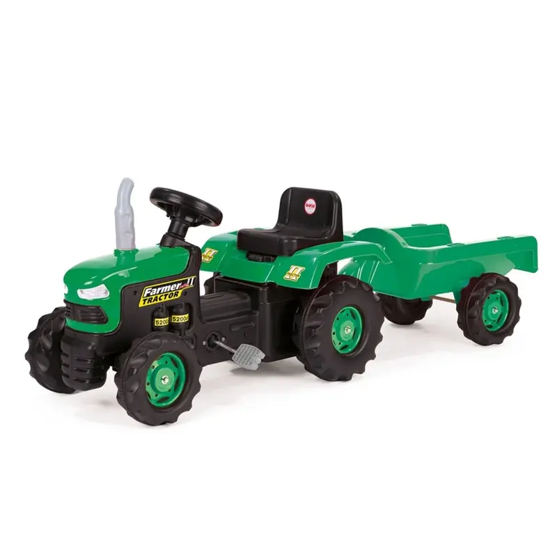 Dolu Ride On Pedal Tractor & Trailer - Green 1