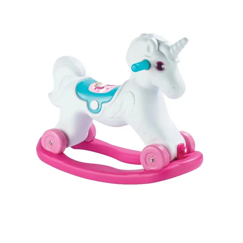 Dolu Unicorn Rocking Horse With Wheels - Pink 1