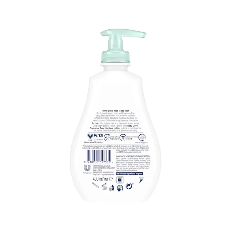 Dove Baby Head To Toe Wash Sensitive Fragrance Free 400Ml 2