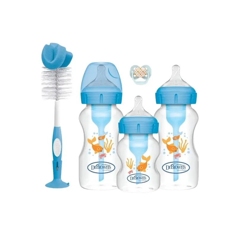 Dr. Brown's Natural Flow Options+ Anti-Colic Baby Bottle Gift Set - Blue 1