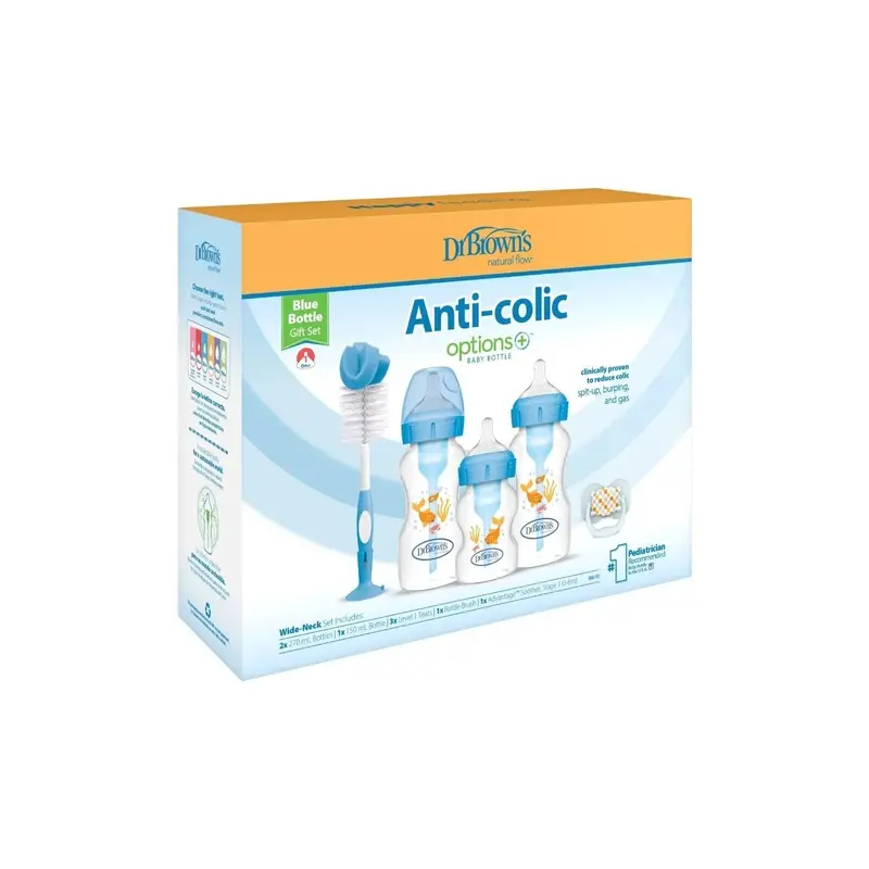 Dr. Brown's Natural Flow Options+ Anti-Colic Baby Bottle Gift Set - Blue 2