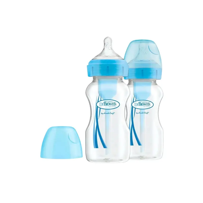 Dr. Brown's Options+ Anti-Colic Baby Bottle Wide Neck Blue 270Ml Pack Of 2 1