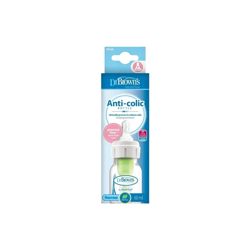 Dr. Brown's Options+ Anti-Colic Narrow Neck Baby Bottle Premature Flow Level 60Ml 2