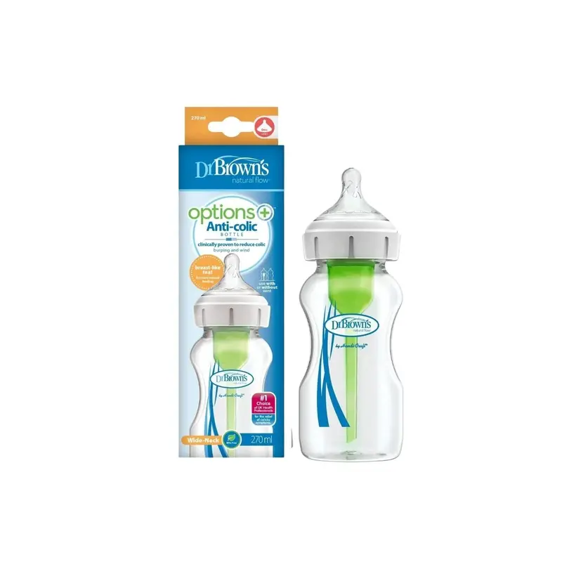 Dr. Brown's Options+ Anti-Colic Wide Neck Baby Bottle 270Ml 1