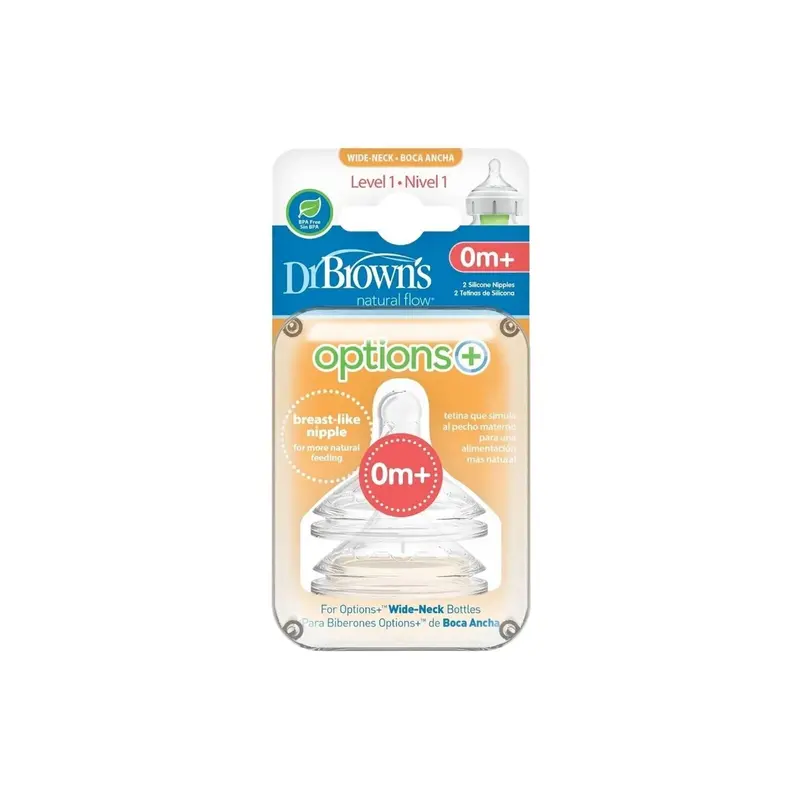 Dr. Brown's Options+ Baby Bottle Teats Level 1 Wide Neck 0+ Months 1