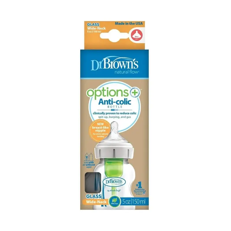 Dr. Brown's Options+ Wide Neck Anti-Colic Glass Bottle 150Ml 2