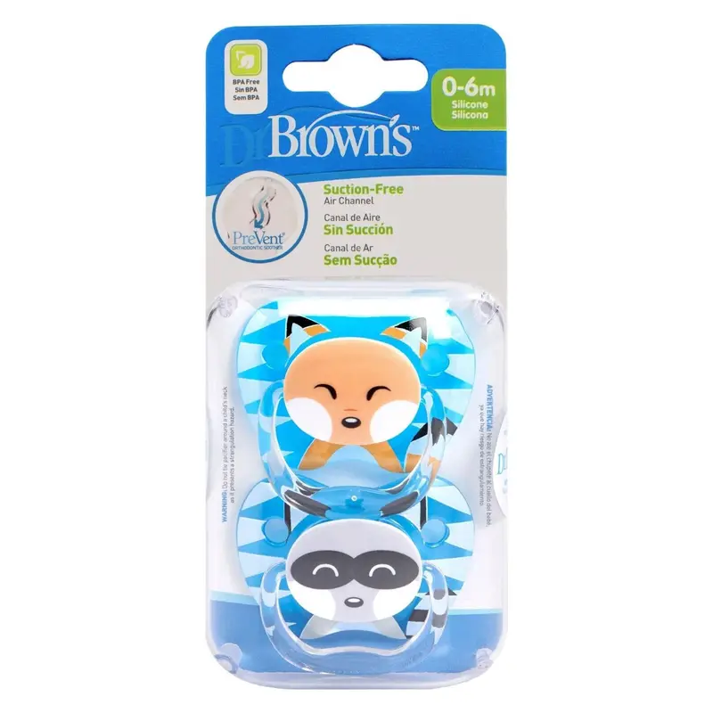 Dr. Brown's Prevent Soothers Animal Faces 0-6 Months Assorted - Blue 2