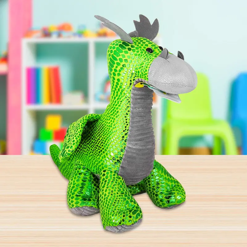 Dragón De Peluche, Color Verde Con Gris 1