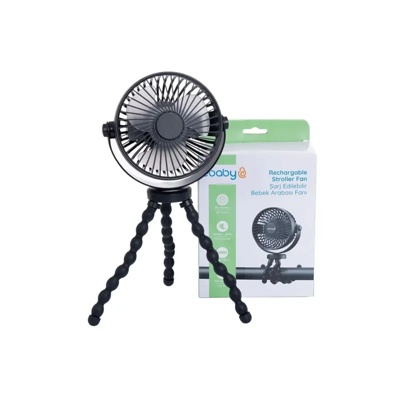 Ebaby Rechargeable Stroller Fan - Black 1
