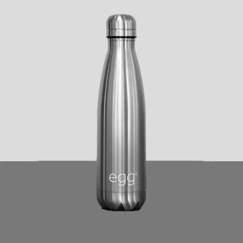 Egg2 Water Bottle In Brushed Steel 1