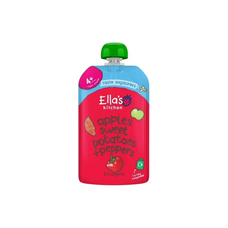 Ella's Kitchen Organic Apples Sweet Potatoes & Peppers Baby Pouch 4+ Months 120G 1