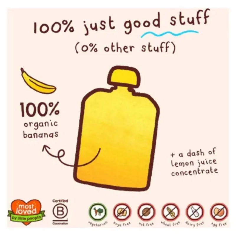 Ella's Kitchen Organic Bananas First Tates Baby Food Pouch 4+ Months 70G 2