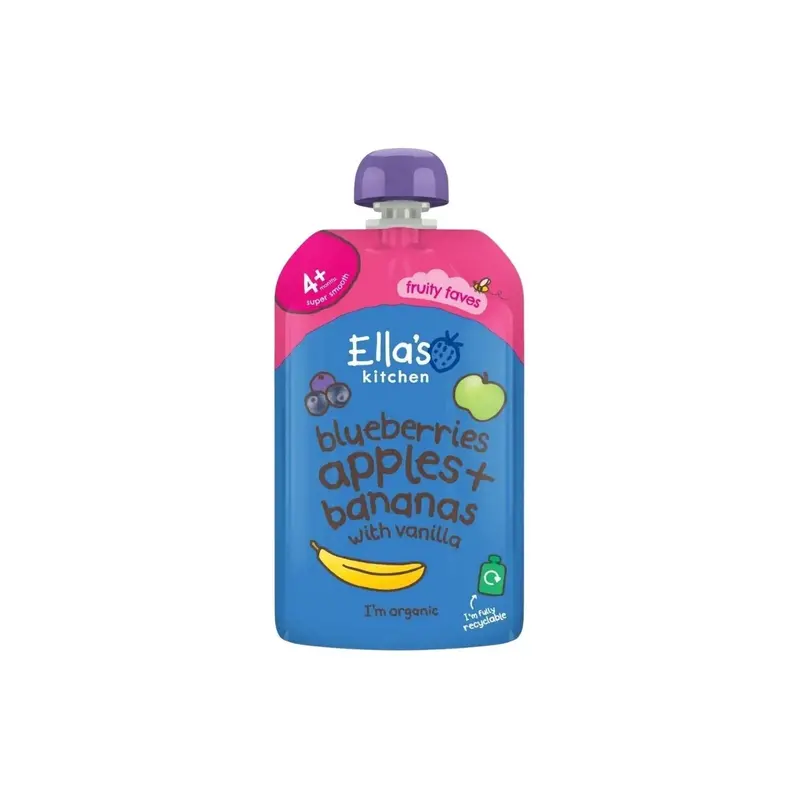 Ella's Kitchen Organic Blueberries Apples Bananas & Vanilla Baby Food Pouch 4+ Months 120G 1