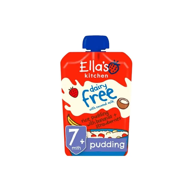 Ella's Kitchen Organic Dairy Free Rice Pudding With Bananas & Strawberries Baby Pouch 7+ Months 80G 1