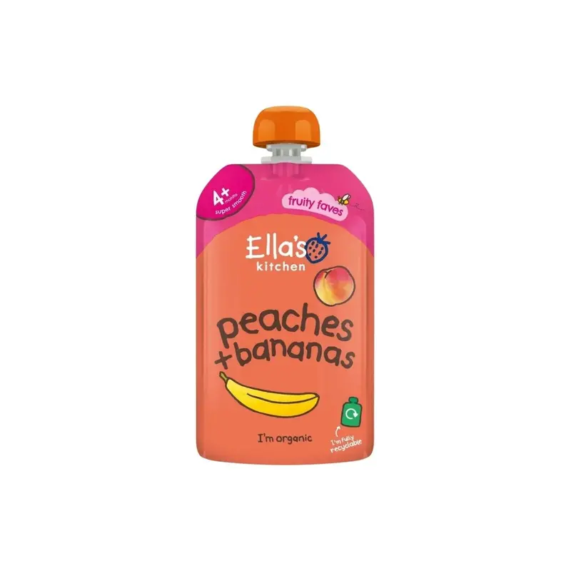 Ella's Kitchen Organic Peaches & Bananas Baby Food Pouch 4+ Months 120G 1