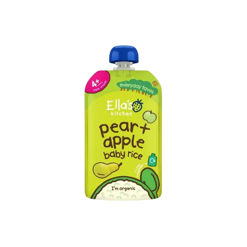 Ella's Kitchen Organic Pear & Apple Baby Rice Baby Pouch 4+ Months 120G 1