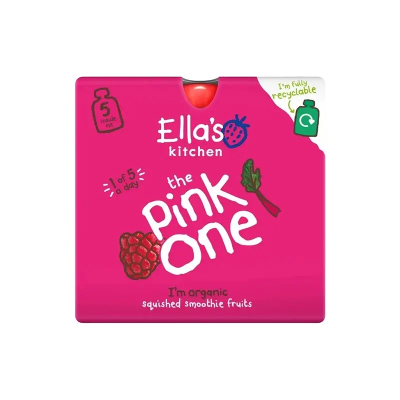 Ella's Kitchen Organic Smoothie The Pink One Multipack Baby Food Pouch 6+ Months 450G (5X90g) 1