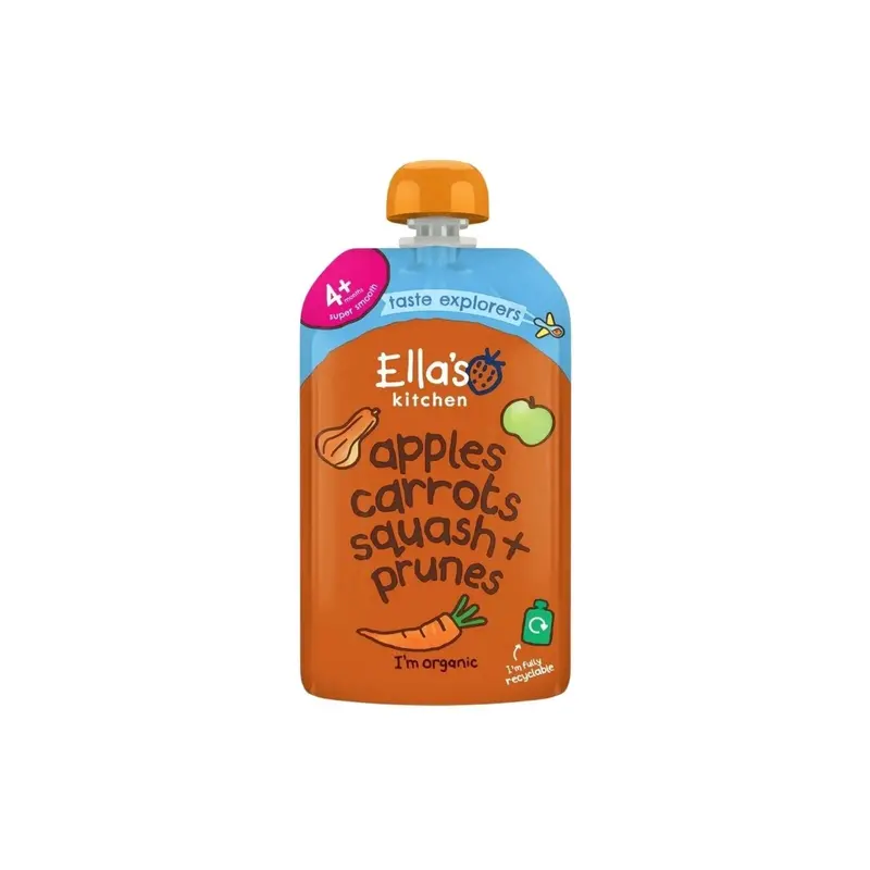 Ella's Kitchen Organic Squash Carrots Apples & Prunes Pouch 4+ Months 120G 1