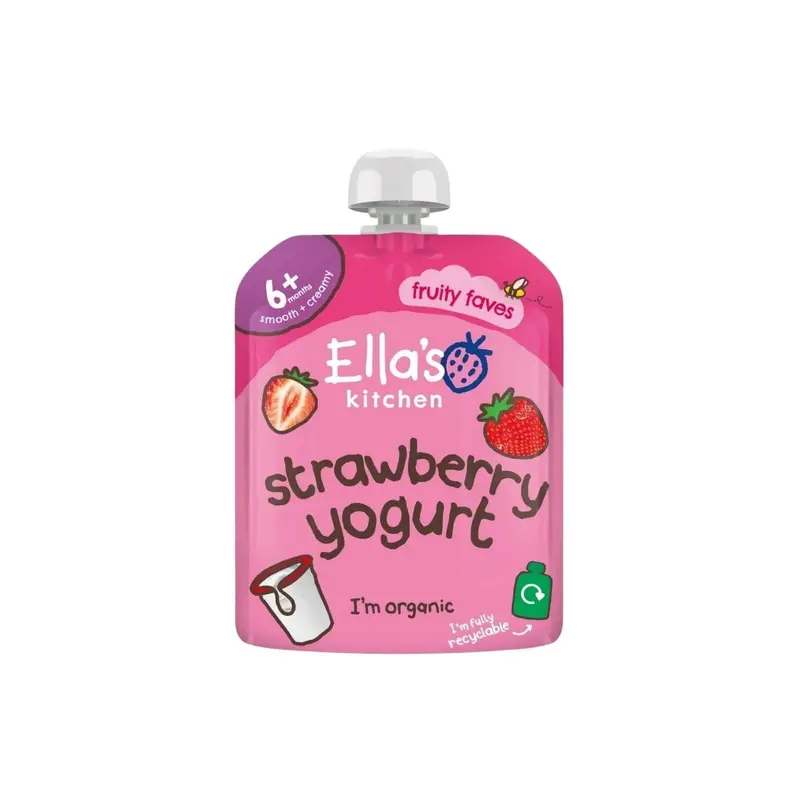 Ella's Kitchen Organic Strawberry Greek Style Yoghurt Baby Food Pouch 6+ Months 90G 1