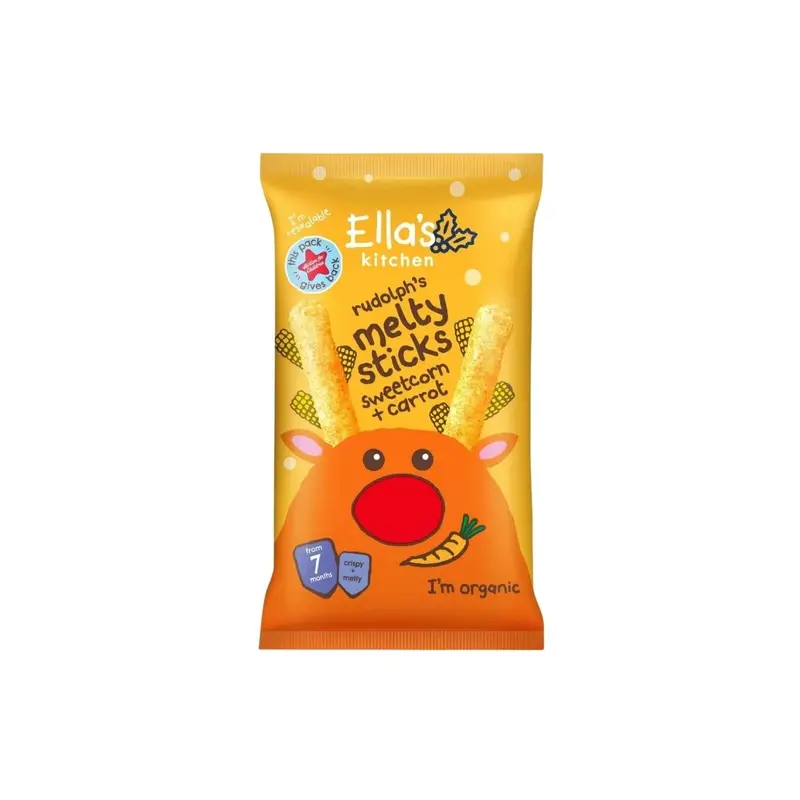 Ella's Kitchen Organic Sweetcorn & Carrot Melty Sticks Baby Snack 7+ Months 16G 1