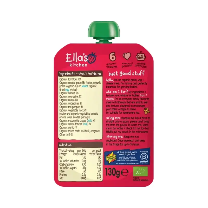 Ella's Kitchen Organic Veggie Lasagne Baby Food Pouch 7+ Months 130G 2