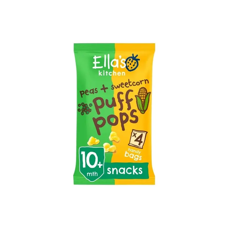 Ella's Kitchen Pea & Sweetcorn Puff Pops 10+ Months 36G (4X9g) 1