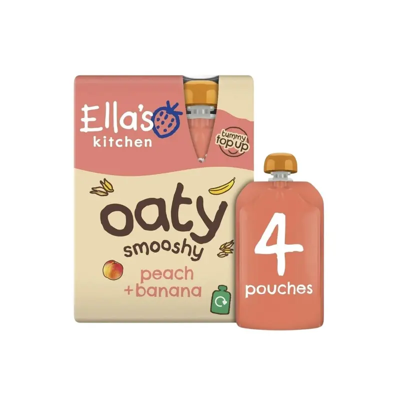 Ella's Kitchen Peach & Banana Oaty Smooshy 12+ Months 360G (4X90g) 1