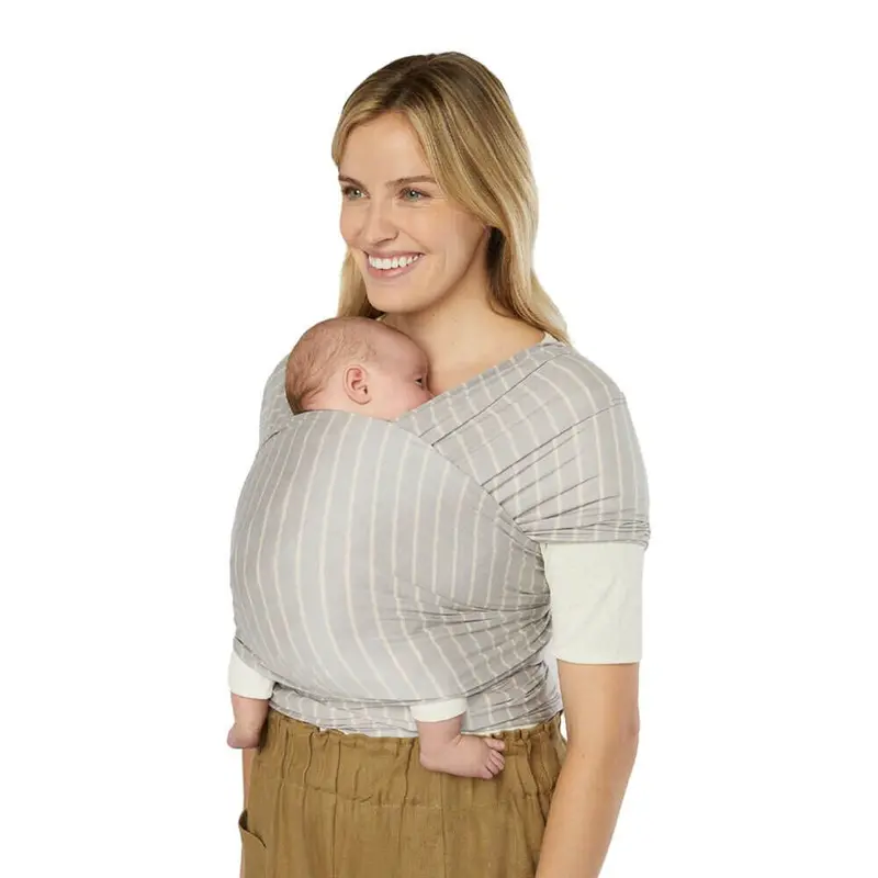 Ergobaby Aura Sustainable Knit Baby Wrap In Grey Stripes 2