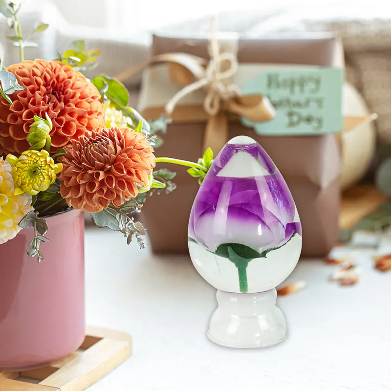 Esfera De Agua Inkanto, Día De Las Madres, Rosa En Esfera De Agua, Color Morado 1
