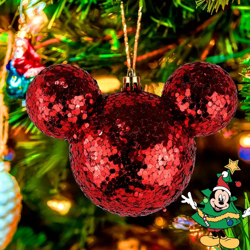Esfera De Ojuelas Glitter, Mickey Mouse, Color Rojo 1