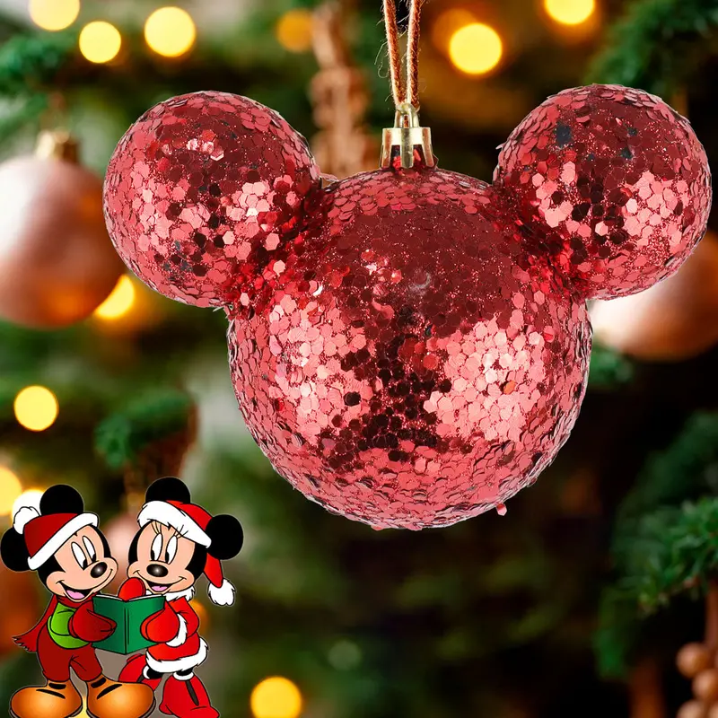 Esfera De Ojuelas Glitter, Mickey Mouse, Color Rojo 2