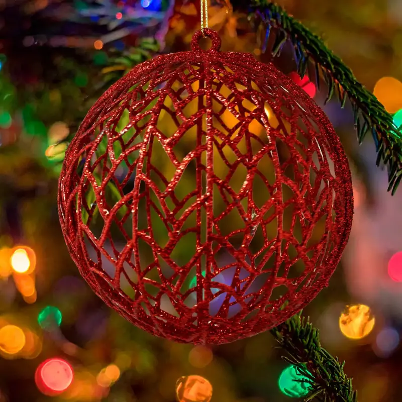 Esfera Decorada Con Glitter Color Rojo 2