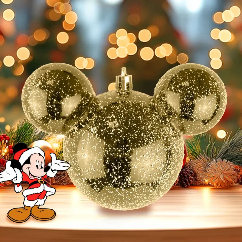 Esfera, Mickey Mouse, Efecto Nevado, Color Dorado 2